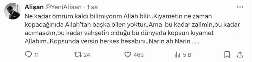 Ünlü isimler isyan etti! 'Narin'imize nasıl kıydınız'