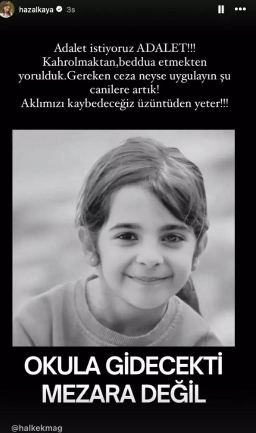İki çocuk annesi Hazal Kaya'nın Narin tepkisi gündem oldu!
