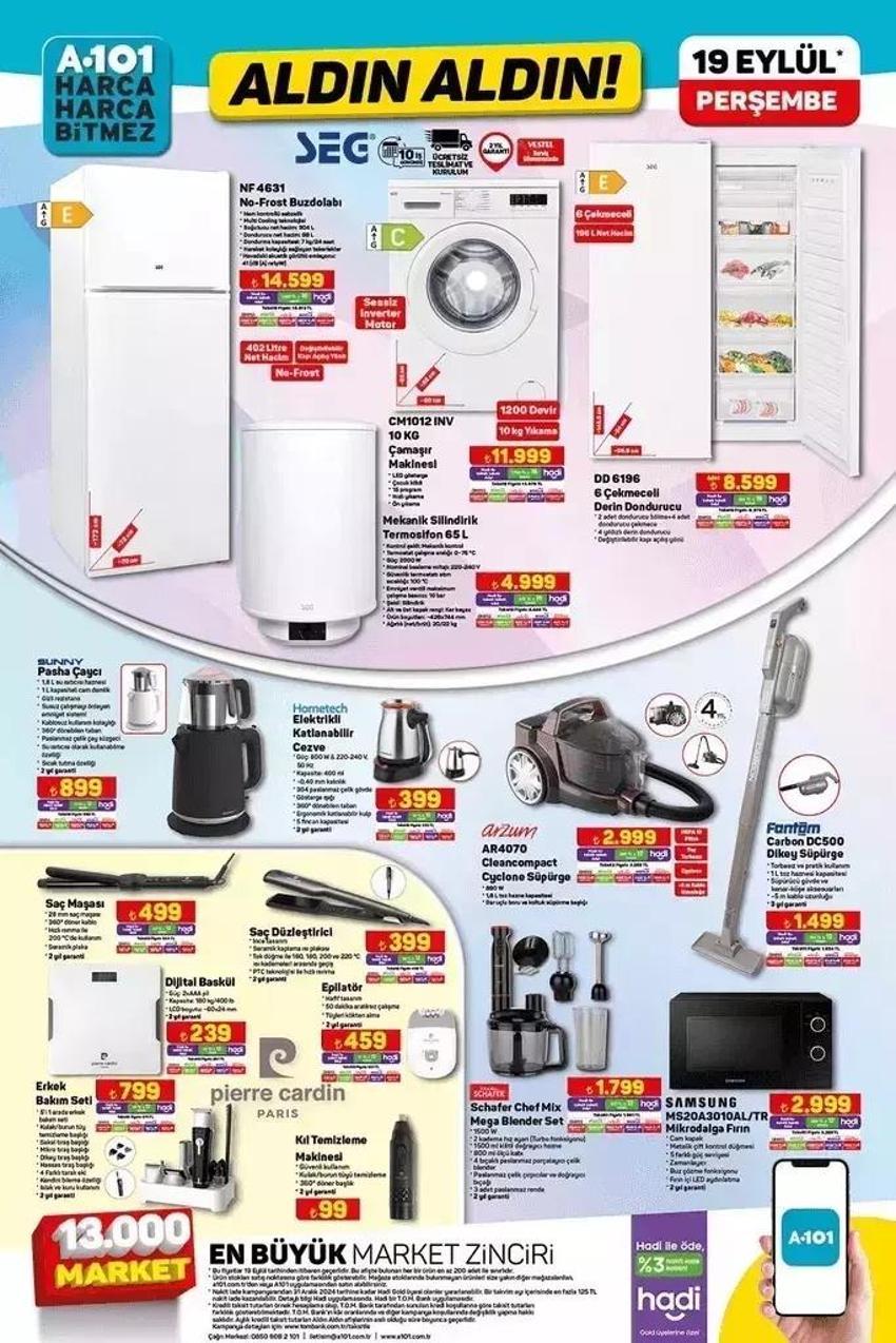 A101 19 Eylül 2024 indirimleri: 19 Eylül A101 kataloğunda hangi ürünler indirimli?