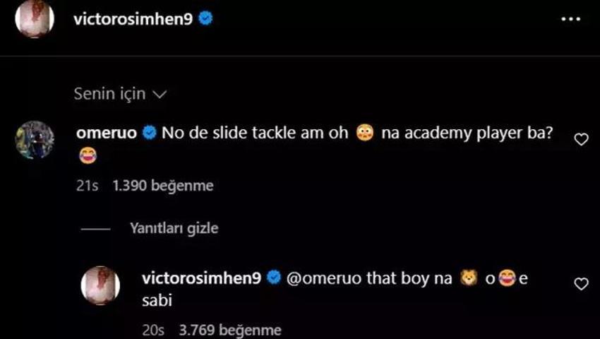 Osimhen Hamza Akman'ı instagram'da savundu! Öyle bir cevap verdi ki...
