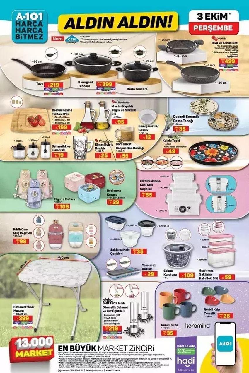 A101 aktüel 3 Ekim 2024 kataloğu yayınlandı! A101'de bu hafta hangi ürünler indirimli?