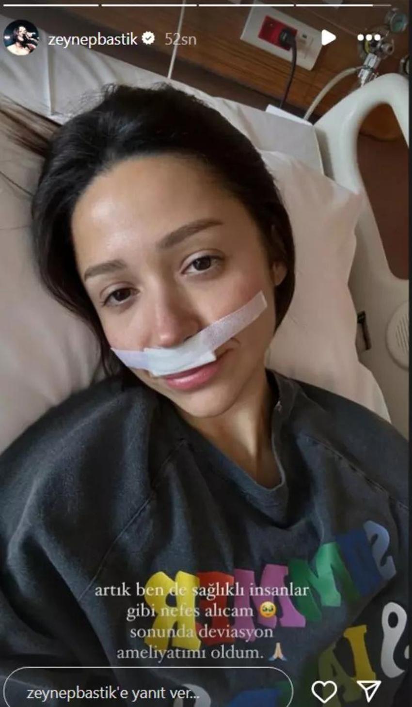 Zeynep Bastık burun ameliyatı oldu! Son halini yataktan paylaştı