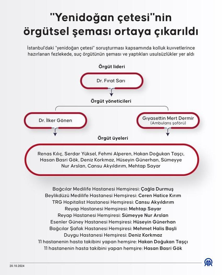 'Yenidoğan çetesi'nin örgütsel şeması ortaya çıkarıldı