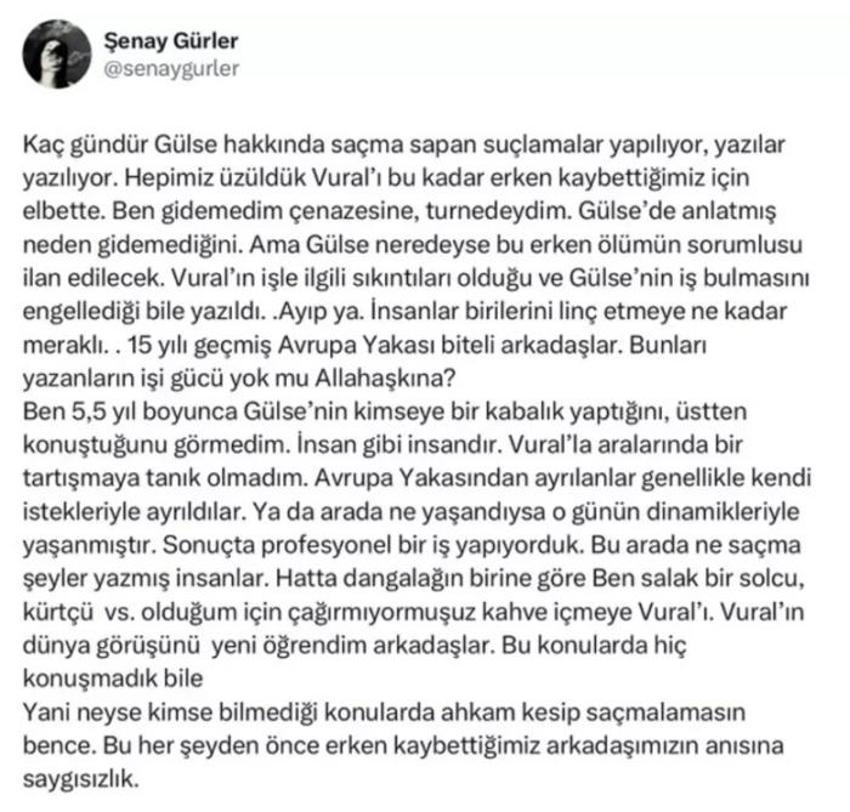 Gülse Birsel tepki çekince Şenay Gürler isyan etti