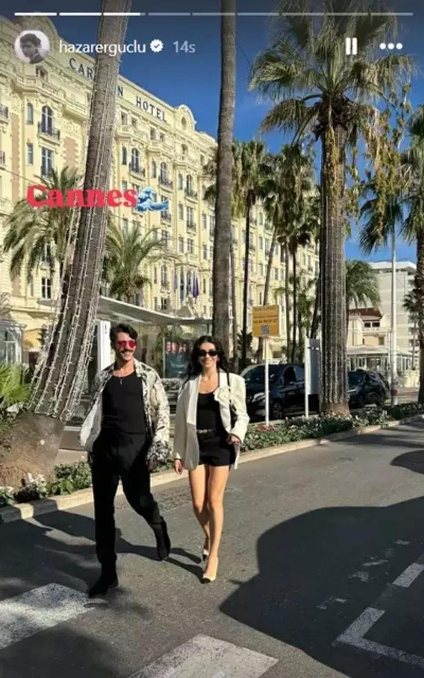 İnci Taneleri ekibi Cannes'da! Hazar Ergüçlü peş peşe paylaştı
