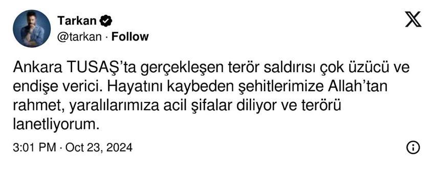 Ünlü isimlerden Ankara'daki saldırıya tepki! 'Teröre lanet olsun'