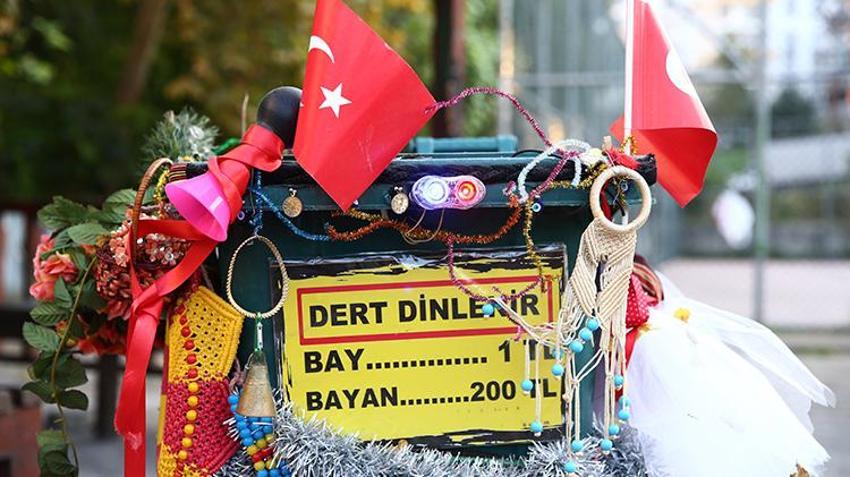 Giresun'da temizlik işçisi çöp kovasıyla sokaklara renk katıyor