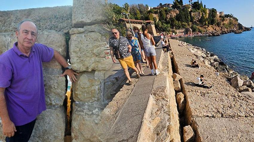 Her gün binlerce kişinin ziyaret ettiği Yat Limanı'nda çökme tehlikesi: 300 kiloluk taşlar yerinden oynadı! Can ve mal güvenliği tehlikede