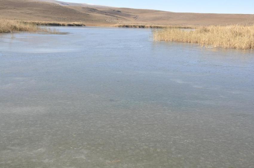Kars'ta hava sıcaklığı eksi 12'yi gördü, Lavaş gölü dondu