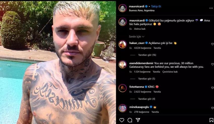 Mauro Icardi'den havuz başı paylaşımı! Wanda Nara'ya not bıraktı