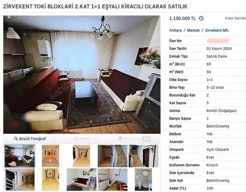 1.5 milyon liraya yüzlerce 1+1 konut satışa çıktı! Kira getirisi amortisman süresini kısaltıyor

