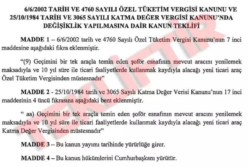 ÖTV ve KDV'siz araç satışı için kanun teklifi verildi! Hurda teşviki gelecek mi?