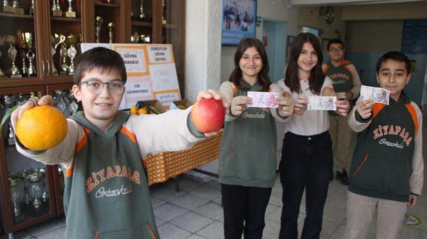 Amasya'da okulda açılan güven manavının kasası hiç açık vermedi