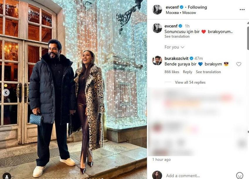 Fahriye Evcen Moskova soğuğunda aşka geldi!