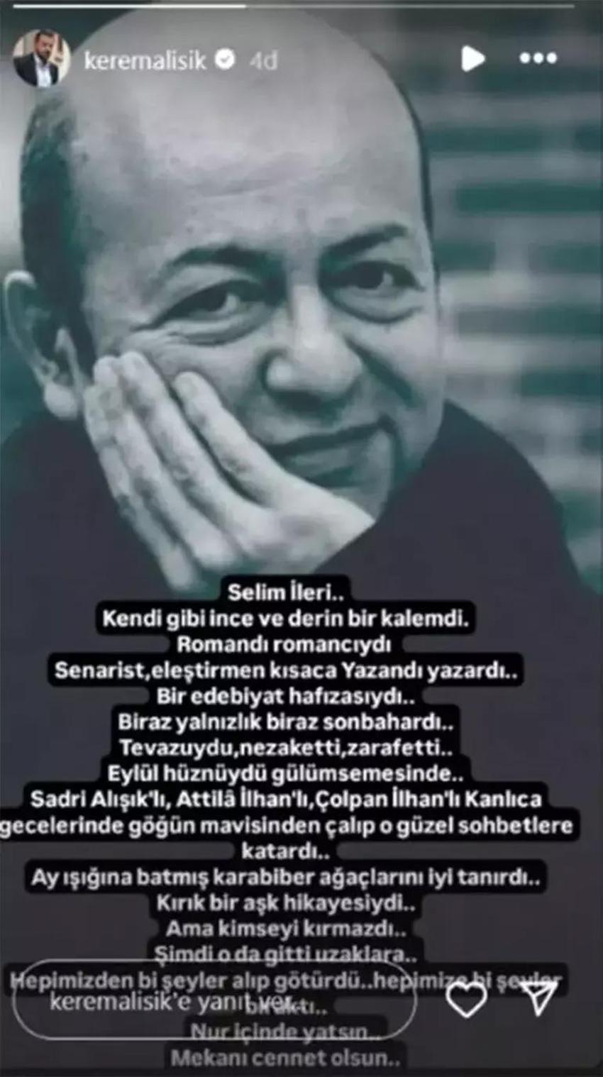 Selim İleri hayatını kaybetti! Sevenlerinden veda mesajları