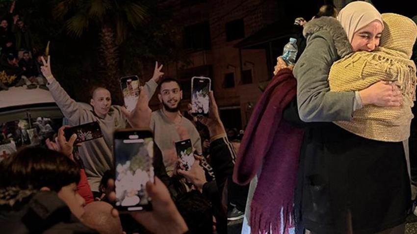 Gazze'de saat 12:15'te başladı! Hepsi serbest bırakıldı, gözyaşlarını tutamadılar, işte ilk görüntüler