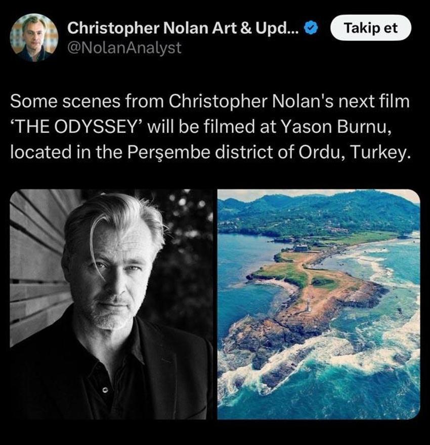 Oscar ödüllü ünlü yönetmen Christopher Nolan’ın The Odyssey filmi için Yason Burnu Yarımadası hazır