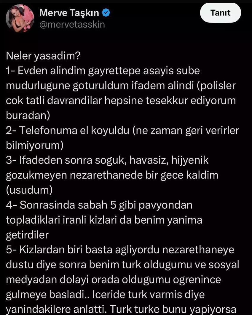 Tek akşam için 400.000 TL para istemişti! Merve Taşkın gözaltı sürecini anlattı