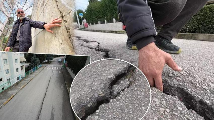 İzmit'te korkutan görüntü! İstinat duvarında dökülme oldu yarıklar her geçen gün büyüyor