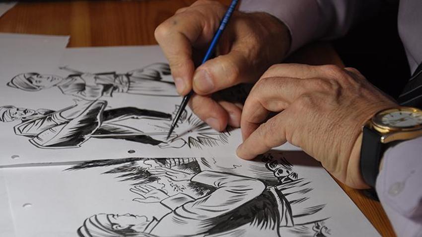Türk kahramanlarını çizdiği karikatürlerle canlandırdı! Eskişehirli sanatçı Bahattin Atak çizgi romanlarıyla tarihe ışık tutuyor