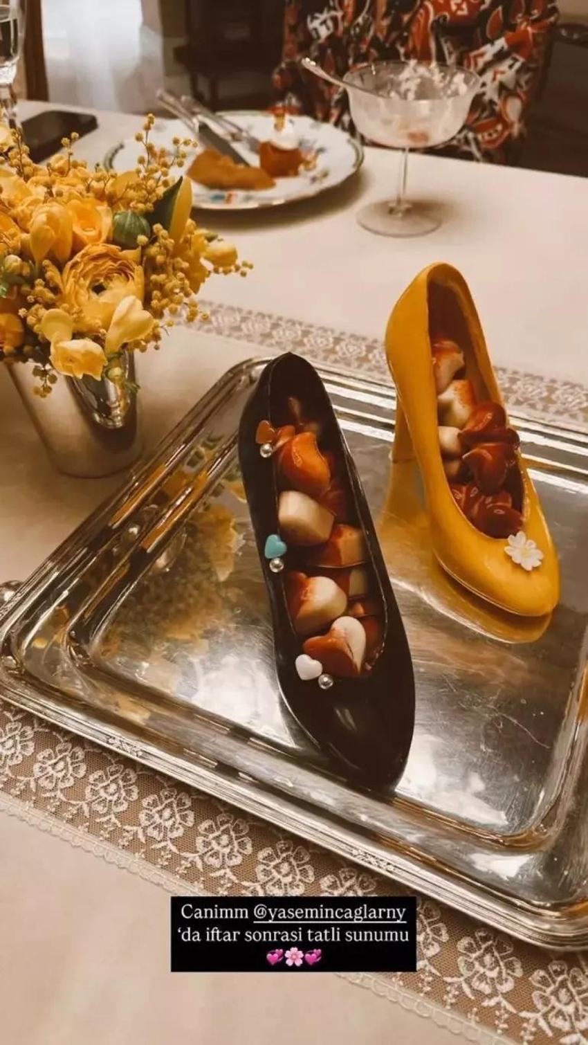 Nazlı Sabancı'ya iftarda ayakkabıda tatlı sunumu! Sosyal medya bunu konuşuyor