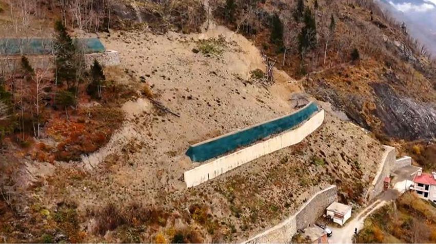 Trabzon'da heyelan ve kaya düşmesine karşı Gabion duvar teknolojisi! 80 konutun olduğu bölge koruma altına alındı