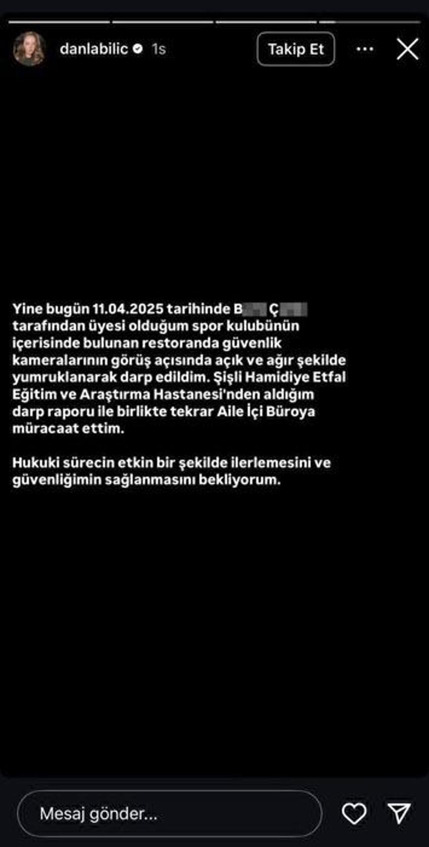 Danla Biliç eski sevgilisi tarafından darp edildi; KADES'ten yardım istedi