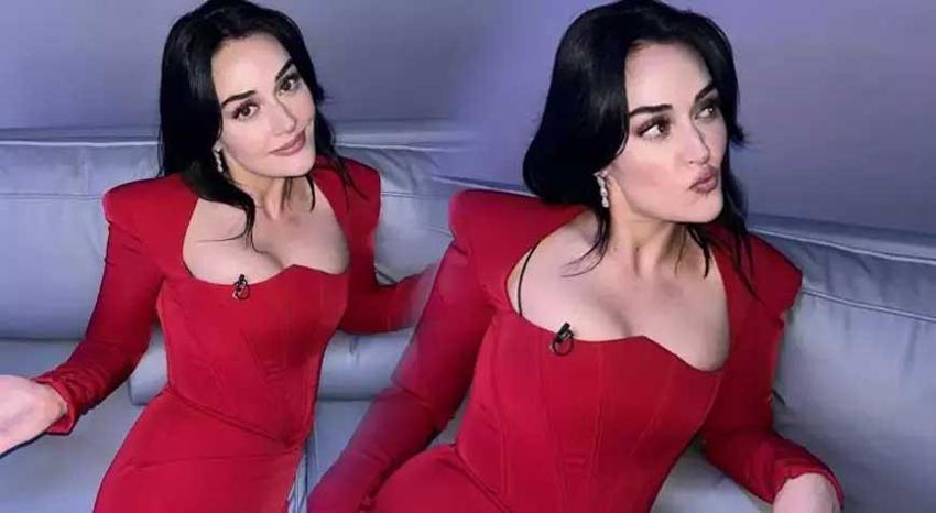 Kırmızı elbisesiyle sosyal medyayı salladı: Esra Bilgiç'ten yeni pozlar