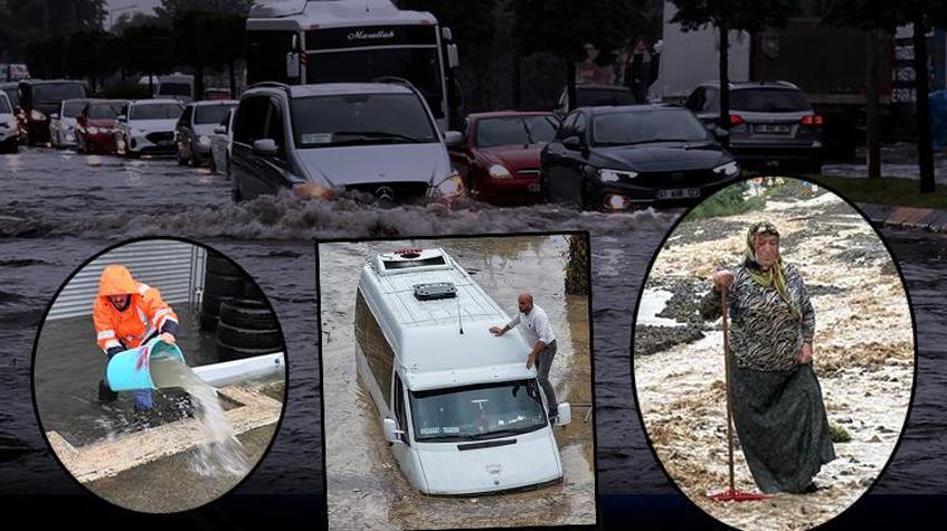 Trabzon'u sağanak yağmur vurdu! Yollar göle döndü, araçlar mahsur kaldı