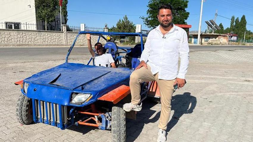 Görmek için sıraya giriyorlar! Sadece 16 bin liraya mal etti, su borusundan kendi arazi aracını yaptı: 'İlk kez gören oyuncak sanıyor'