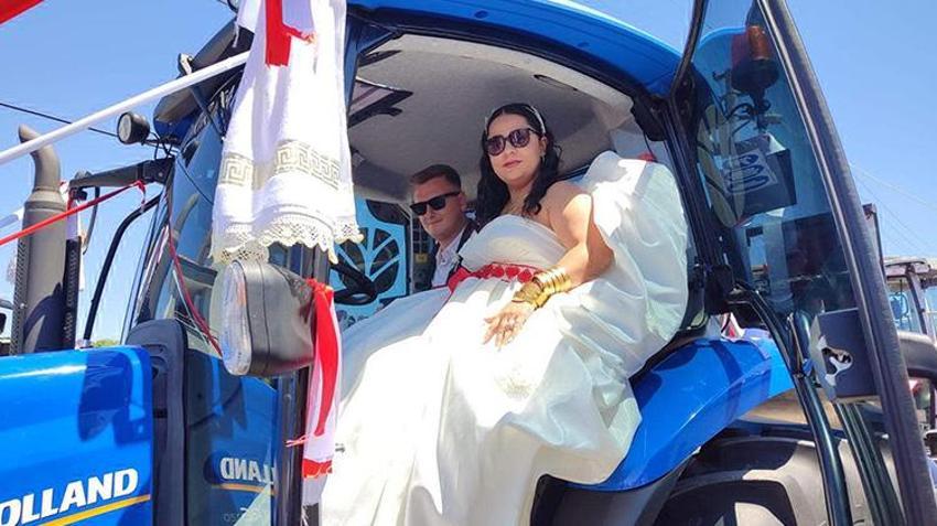 Keşan'da çiftçilerin unutulmaz düğünü! Böyle konvoy çok az görülür