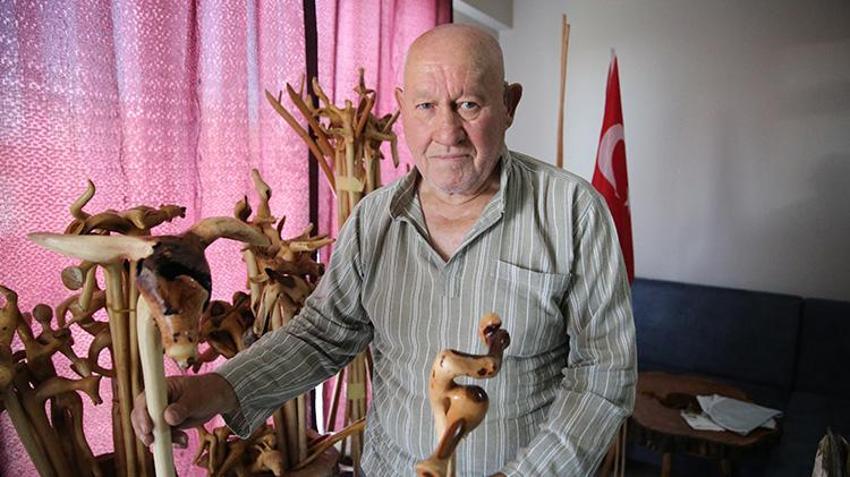 Bulgaristan'da doğdu, Bursa'da emekli oldu, Edirne'de ata mesleğine sahip çıktı! Ağaç dallarını sanat eserine dönüştürüyor