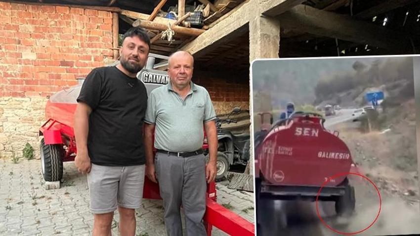 Görüntüleri gündem olmuştu: Patlak lastikle yangına koşan çiftçiye sıfır tanker