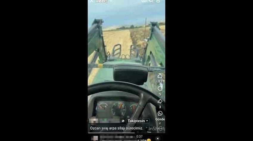 Sosyal medyada video izlerken 3 yıl önce çalınan traktörünü buldu