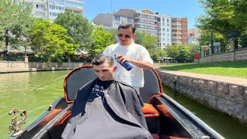 Eskişehir'de su üzerinde saç tıraşı yaptı!