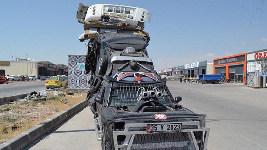 Aksaray'da bilim kurgu filmlerindeki araçları andıran modifiye otomobil, trafikten menedildi