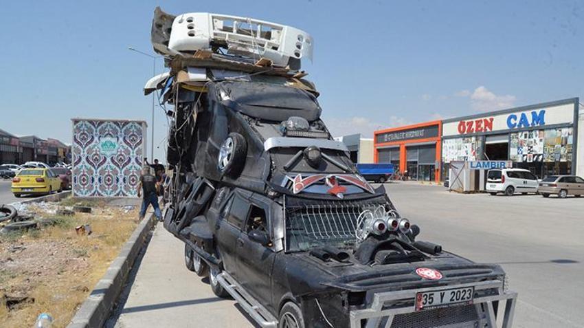 Aksaray'da bilim kurgu filmlerindeki araçları andıran modifiye otomobil, trafikten menedildi