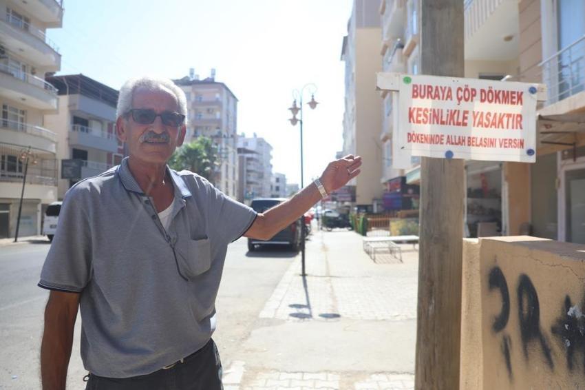 Hatay'da esnaf çöp sorununu tabelayla çözdü!