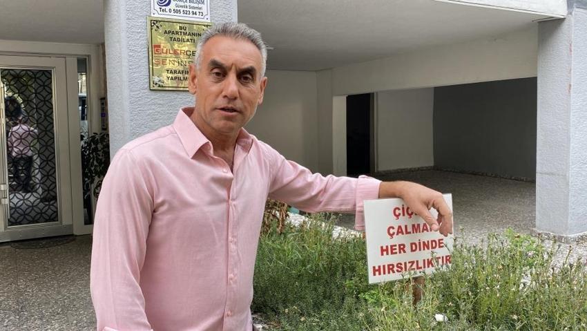 Eskişehir'de hırsızlara ilginç not: Çiçeklerini böyle korudu
