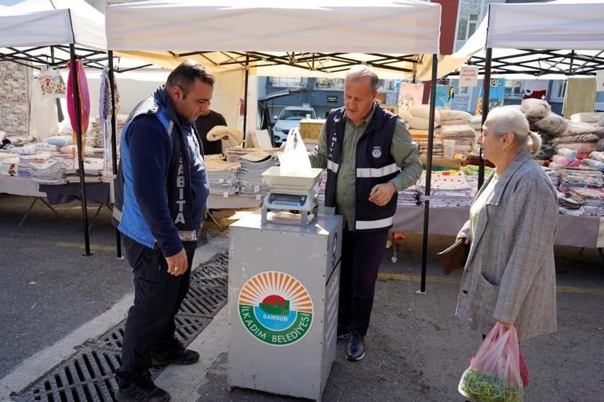 Samsun'da belediye semt pazarında başlattı! Uygulama ilk kez yapıldı: Gelen geçen tartıyor
