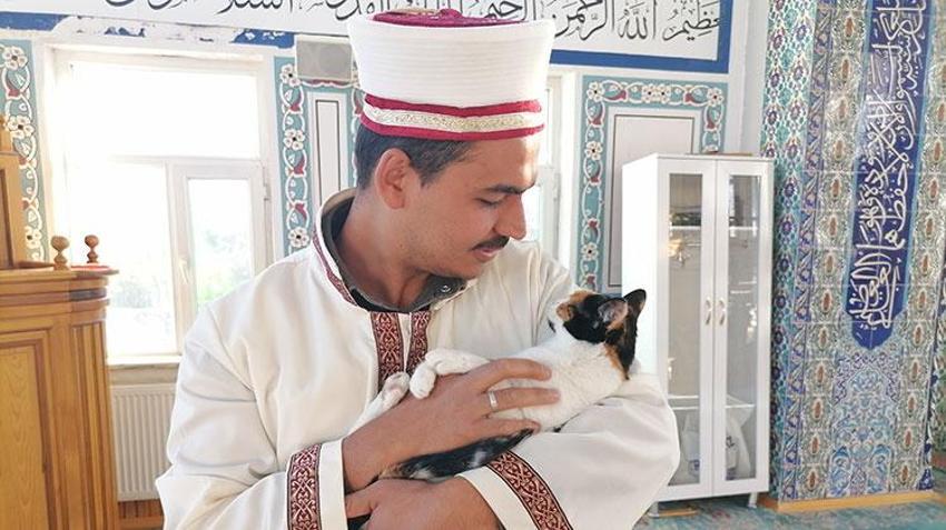 Minik dostlarına şefkat elini uzattı! Erzurum'da imamdan örnek davranış: Camideki kedileri leğende bebek gibi yıkıyor