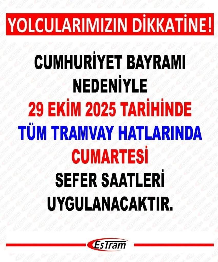 ESTRAM duyurdu: Eskişehir'de tramvay seferlerinde değişiklik yapıldı!