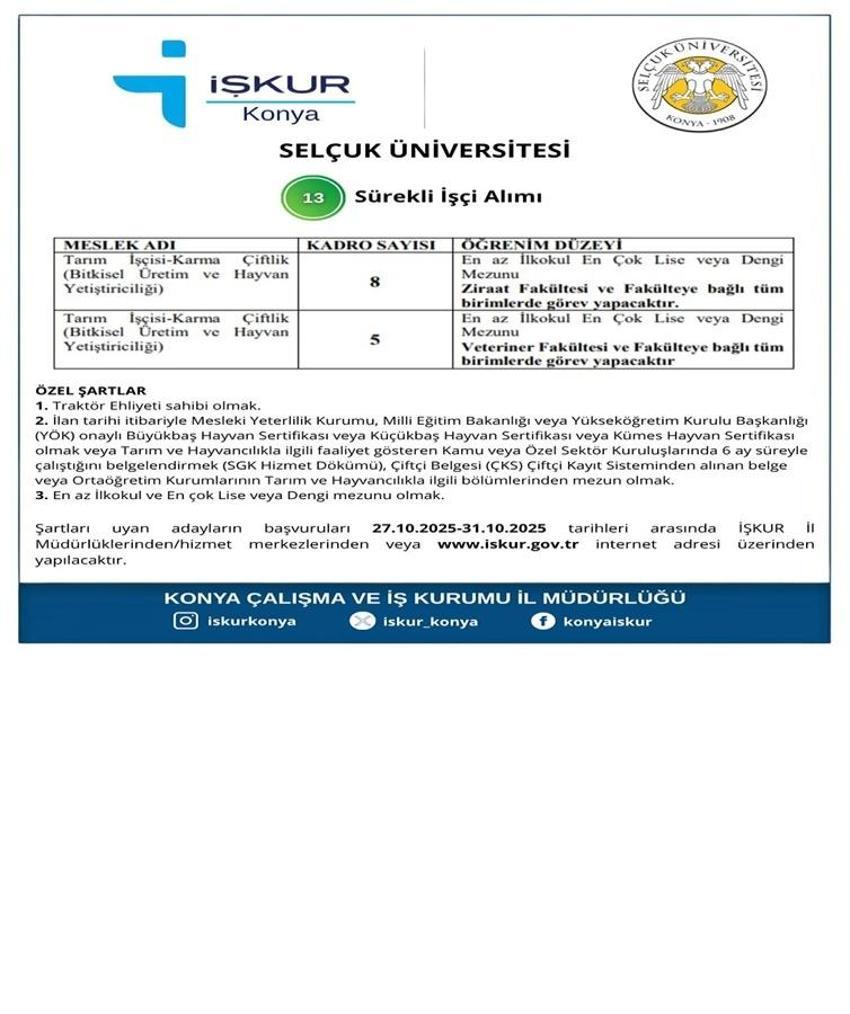 İlkokul mezunu olmak yetiyor! Üniversiteye 13 sürekli işçi alınacak: Şartlar belli oldu