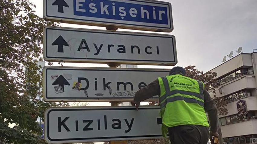 Çankaya'da gençlerin popüler yön tabelası yenilenip koruma altına alındı! Asılarak fotoğraf çektirmek moda oldu