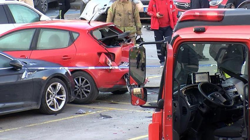 Bahçelievler'de kadın sürücü 9 araca çarptıktan sonra 5 metre boşluğa düştü!