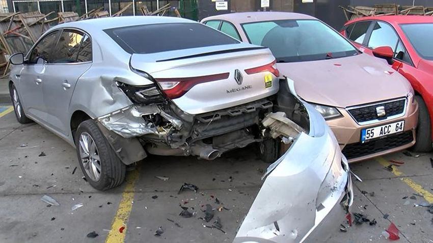 Bahçelievler'de kadın sürücü 9 araca çarptıktan sonra 5 metre boşluğa düştü!