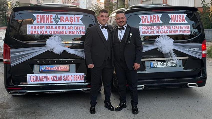 Antalyalı kardeşler babadan kalma geleneği yaşatıp aynı gün evlendiler