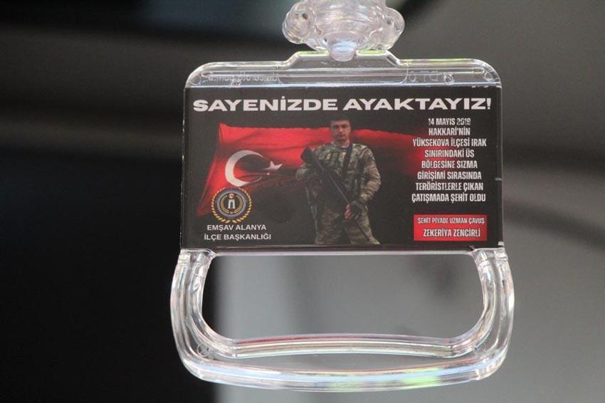 Antalya Alanya'da şehitlerin ismi halk otobüslerinde yaşatılıyor