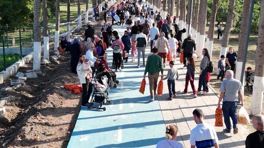 Ücretsiz meyveyi duyan oraya akın etti! Dalından tek tek topladılar