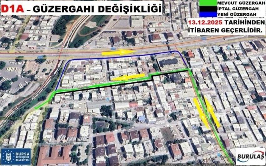 Bursa'da bugün değişti: BURULAŞ 3 otobüs hattı için güzergah güncelledi